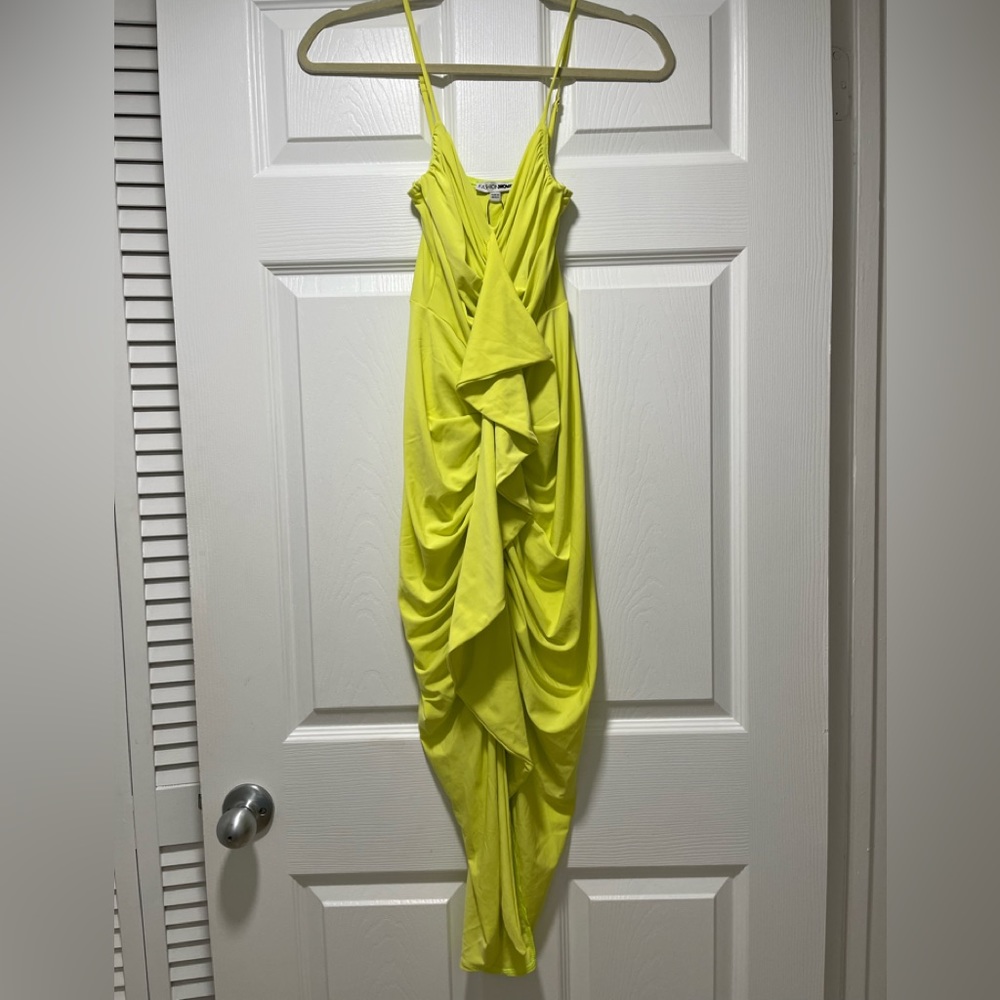 Lemon yellow dress for special occasion, size XS, straps